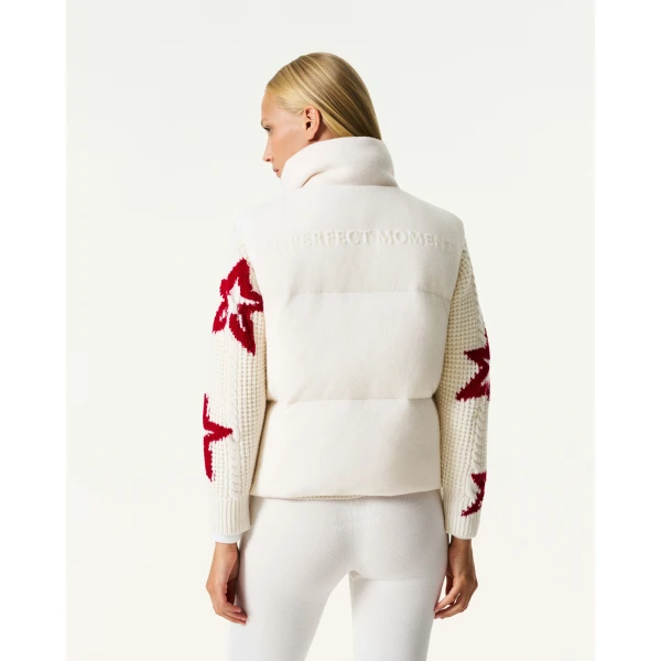 Perfect Moment Merino Wool & Cashmere Down Gilet in Nature White, view 5 | Vests | Luxury Shoes 