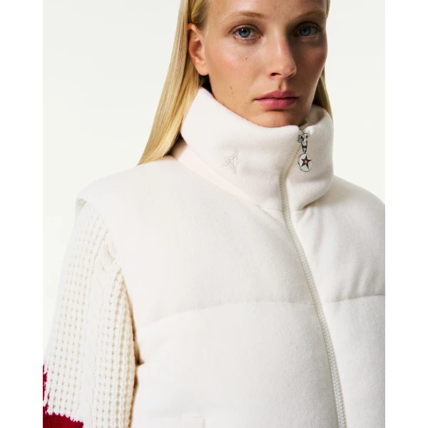 Perfect Moment Merino Wool & Cashmere Down Gilet in Nature White, view 6 | Vests | Luxury Shoes 