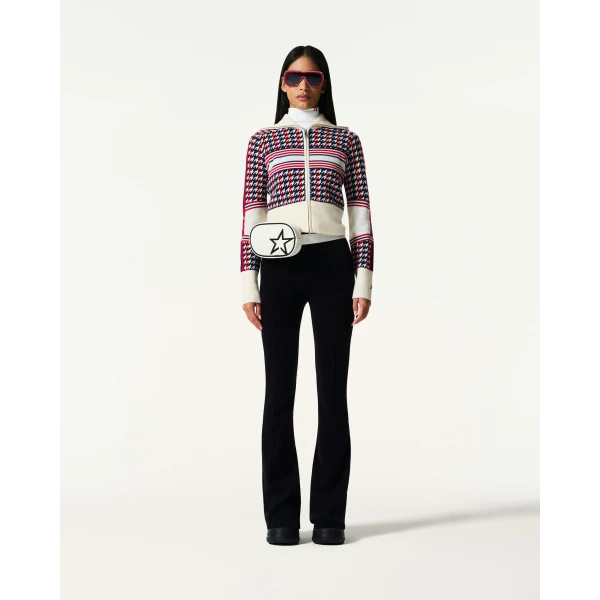 Perfect Moment Merino Wool Houndstooth Cardigan in Houndstooth, view 2 | Cardigan | Luxury Shoes 