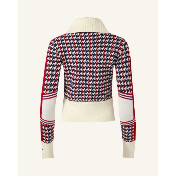 Perfect Moment Merino Wool Houndstooth Cardigan in Houndstooth, view 6 | Cardigan | Luxury Shoes 