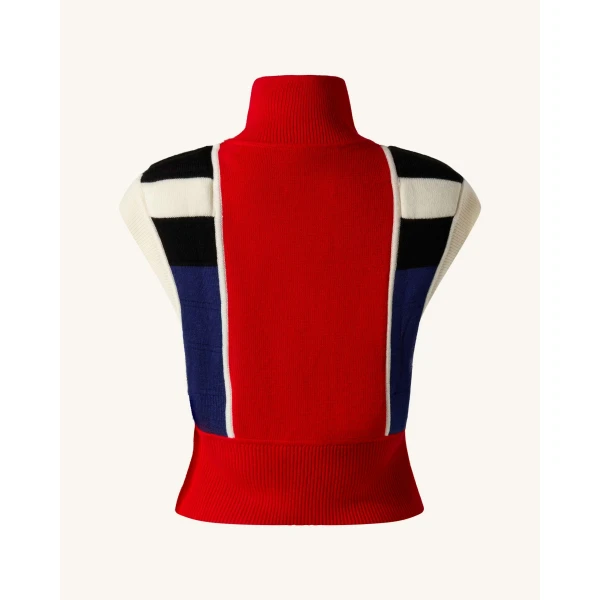 Perfect Moment Merino Wool Racer Gilet in Red, view 6 | Vests | Luxury Shoes 