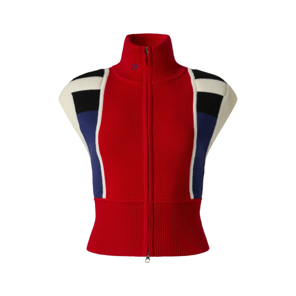 Perfect Moment Merino Wool Racer Gilet in Red | Vests | Luxury Shoes 