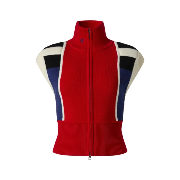 Perfect Moment Merino Wool Racer Gilet in Red | Vests | Luxury Shoes 