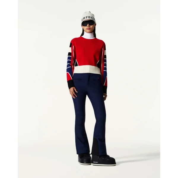 Perfect Moment Merino Wool Racer Sweater in Red, view 2 | Sweaters | Luxury Shoes 
