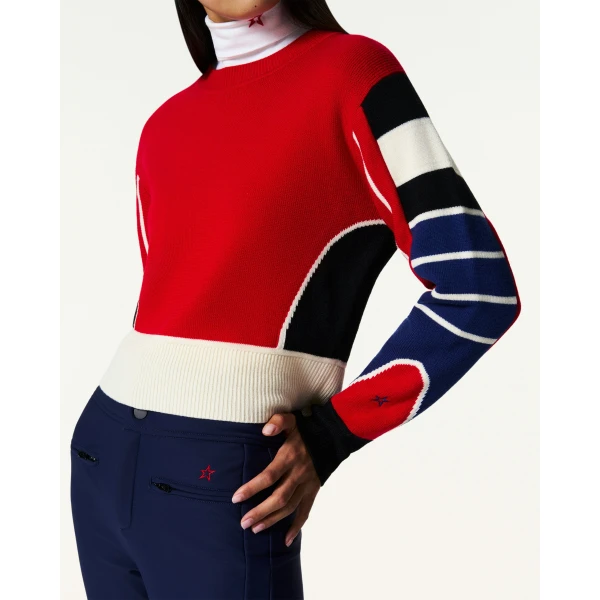 Perfect Moment Merino Wool Racer Sweater in Red, view 3 | Sweaters | Luxury Shoes 