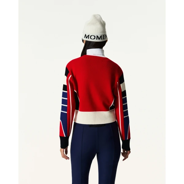 Perfect Moment Merino Wool Racer Sweater in Red, view 4 | Sweaters | Luxury Shoes 