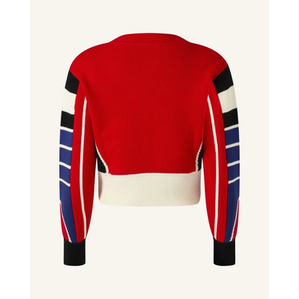 Perfect Moment Merino Wool Racer Sweater in Red, view 5 | Sweaters | Luxury Shoes 