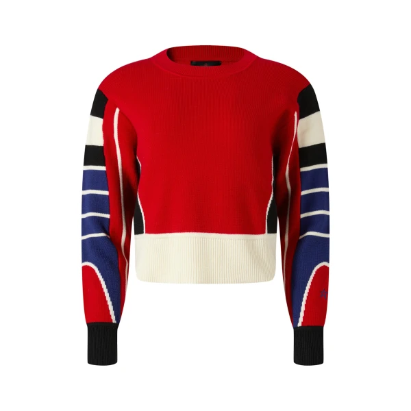 Merino Wool Racer Sweater in Red