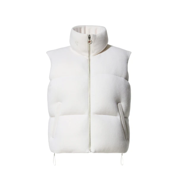 Perfect Moment Merino Wool & Cashmere Down Gilet in Nature White | Vests | Luxury Shoes 