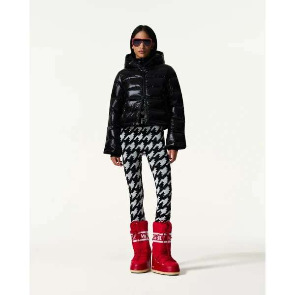 Perfect Moment Metallic Polar Flare Down Jacket in Shiny Black, view 2 | Jackets | Luxury Shoes 
