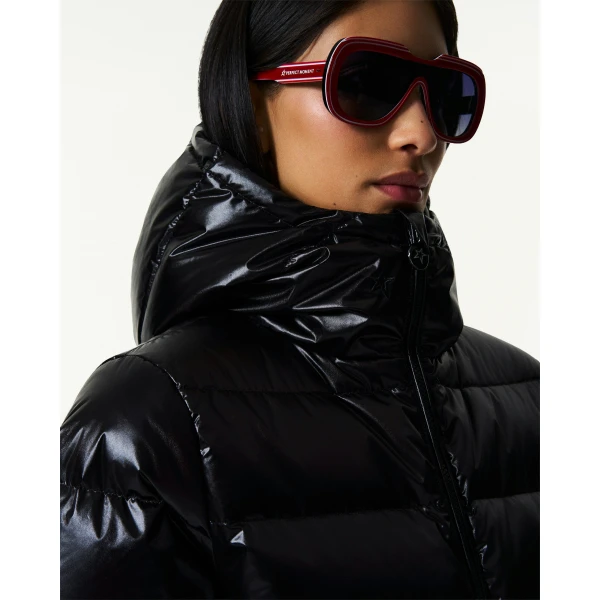 Perfect Moment Metallic Polar Flare Down Jacket in Shiny Black, view 5 | Jackets | Luxury Shoes 