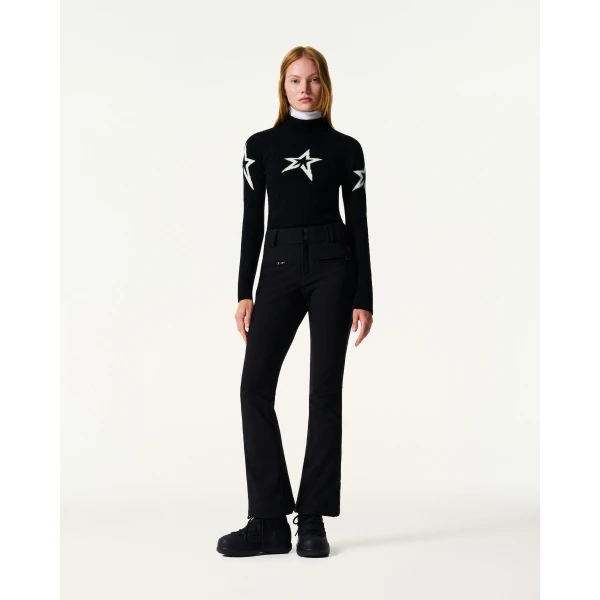 Perfect Moment Mid-Rise Aurora Flare Ski Pant in Black, view 2 | Pants | Luxury Shoes 