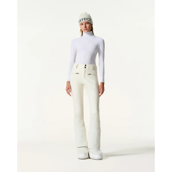 Perfect Moment Mid-Rise Aurora Flare Ski Pant in Snow White, view 2 | Pants | Luxury Shoes 