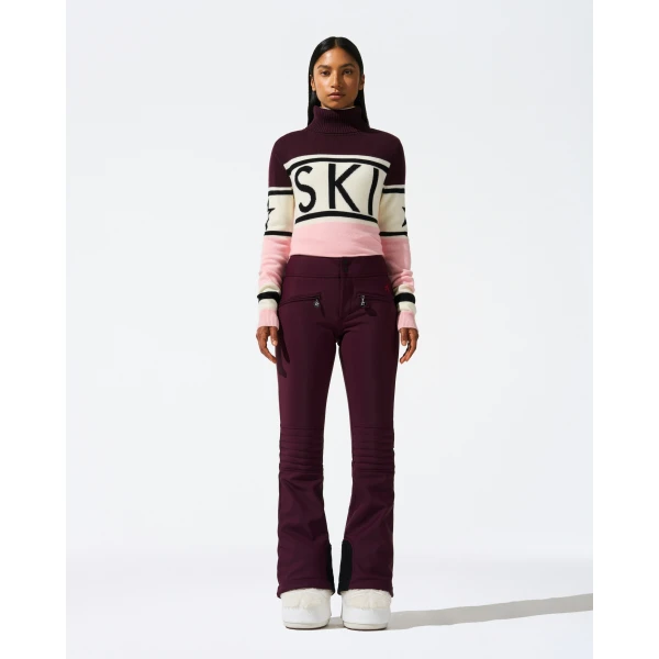 Perfect Moment Mid-Rise Aurora Ski Pant in Burgundy, view 4 | Pants | Luxury Shoes 
