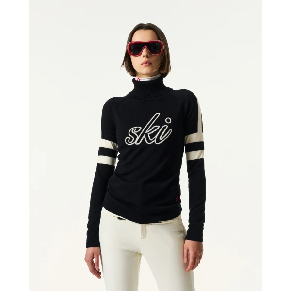 Perfect Moment Neve Merino Wool Sweater in Navy, view 3 | Sweaters | Luxury Shoes 