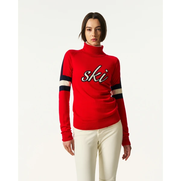 Perfect Moment Neve Merino Wool Sweater in Red, view 3 | Sweaters | Luxury Shoes 
