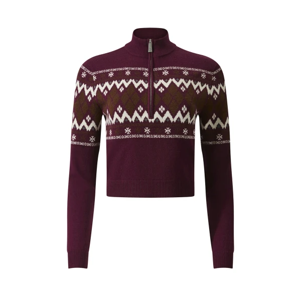 Perfect Moment Nordic Merino Wool Half-Zip in Burgundy | Sweaters | Luxury Shoes 