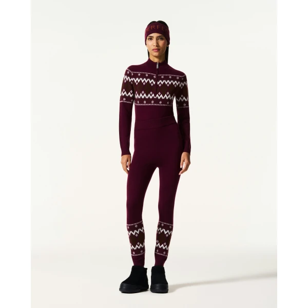 Perfect Moment Nordic Merino Wool Legging in Burgundy, view 2 | Leggings | Luxury Shoes 