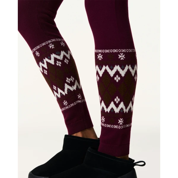 Perfect Moment Nordic Merino Wool Legging in Burgundy, view 4 | Leggings | Luxury Shoes 