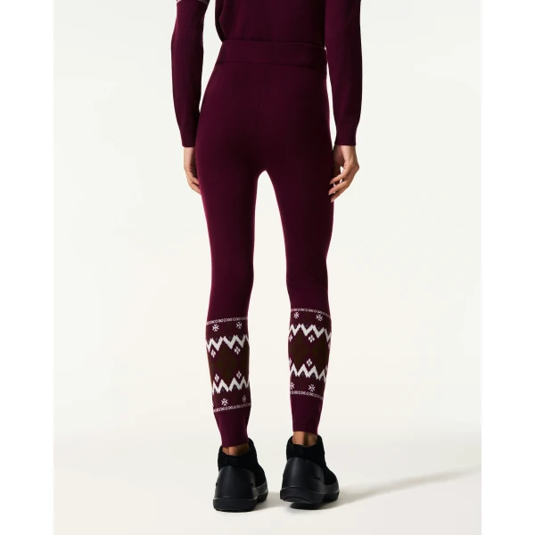 Perfect Moment Nordic Merino Wool Legging in Burgundy, view 5 | Leggings | Luxury Shoes 