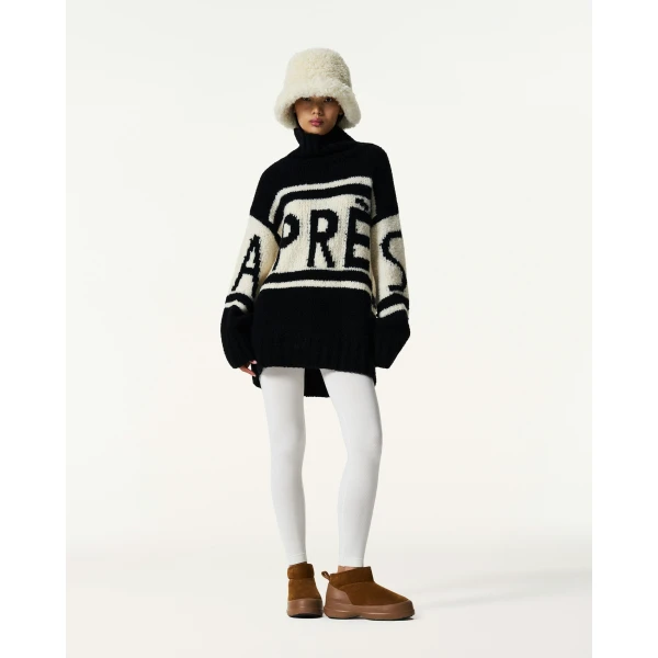 Perfect Moment Oversized Apres Wool Knit Sweater in Black, view 2 | Sweaters | Luxury Shoes 