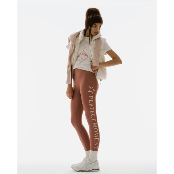 Perfect Moment Perfect Moment Logo Leggings in Blush, view 2 | Leggings | Luxury Shoes 