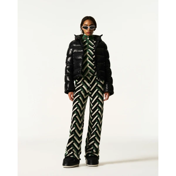 Perfect Moment Polar Flare Down Jacket in Black Cire, view 2 | Jackets | Luxury Shoes 