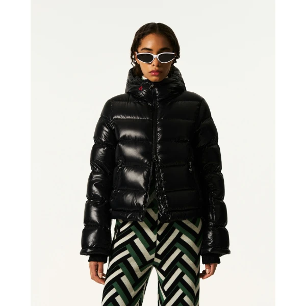 Perfect Moment Polar Flare Down Jacket in Black Cire, view 3 | Jackets | Luxury Shoes 