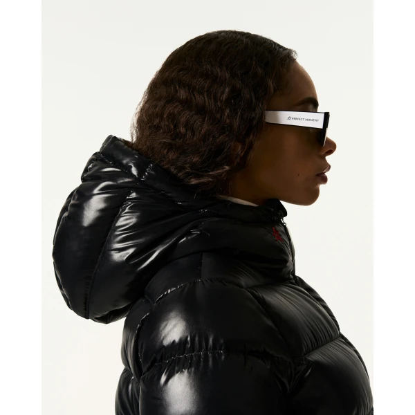Perfect Moment Polar Flare Down Jacket in Black Cire, view 6 | Jackets | Luxury Shoes 