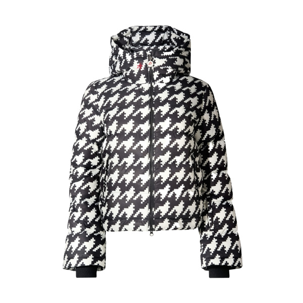 Perfect Moment Polar Flare Down Jacket in Black and Snow White Houndstooth | Jackets | Luxury Shoes 