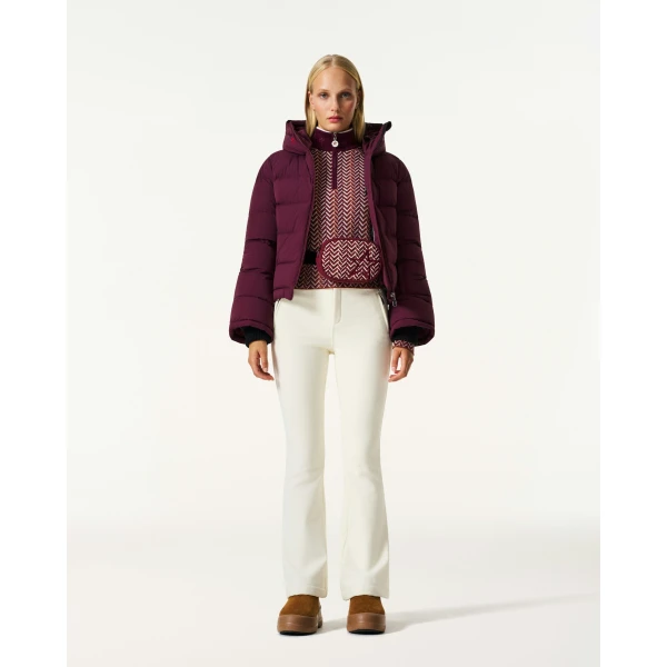 Perfect Moment Polar Flare Down Jacket in Burgundy, view 2 | Jackets | Luxury Shoes 