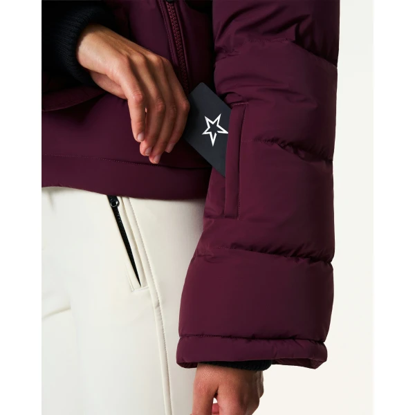 Perfect Moment Polar Flare Down Jacket in Burgundy, view 6 | Jackets | Luxury Shoes 