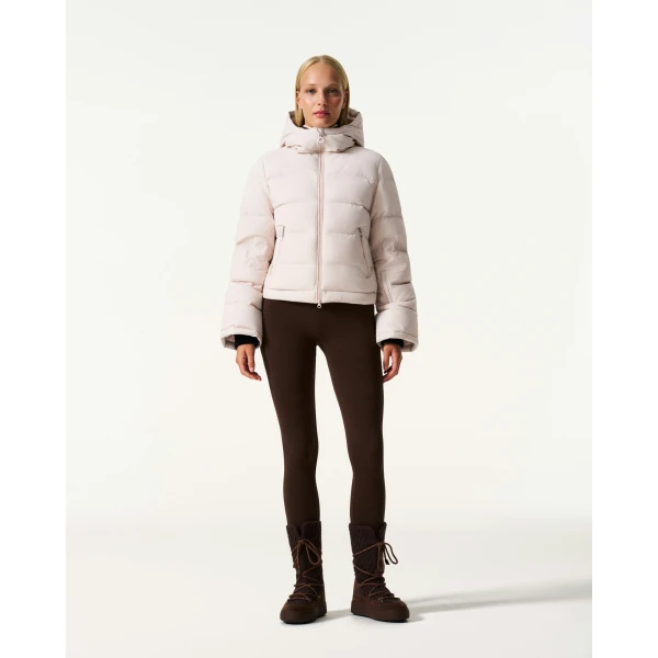 Perfect Moment Polar Flare Down Jacket in Oyster Pink, view 2 | Jackets | Luxury Shoes 