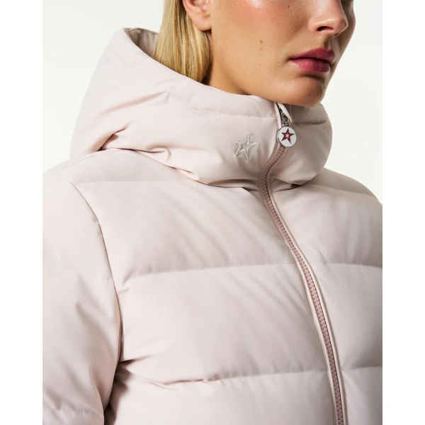 Perfect Moment Polar Flare Down Jacket in Oyster Pink, view 5 | Jackets | Luxury Shoes 