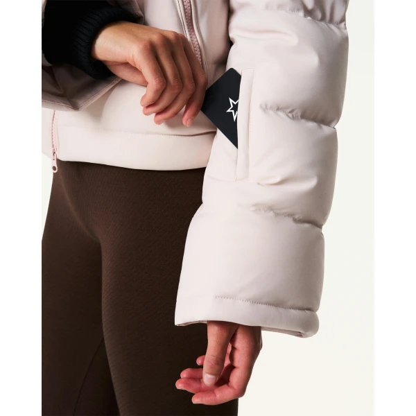 Perfect Moment Polar Flare Down Jacket in Oyster Pink, view 6 | Jackets | Luxury Shoes 