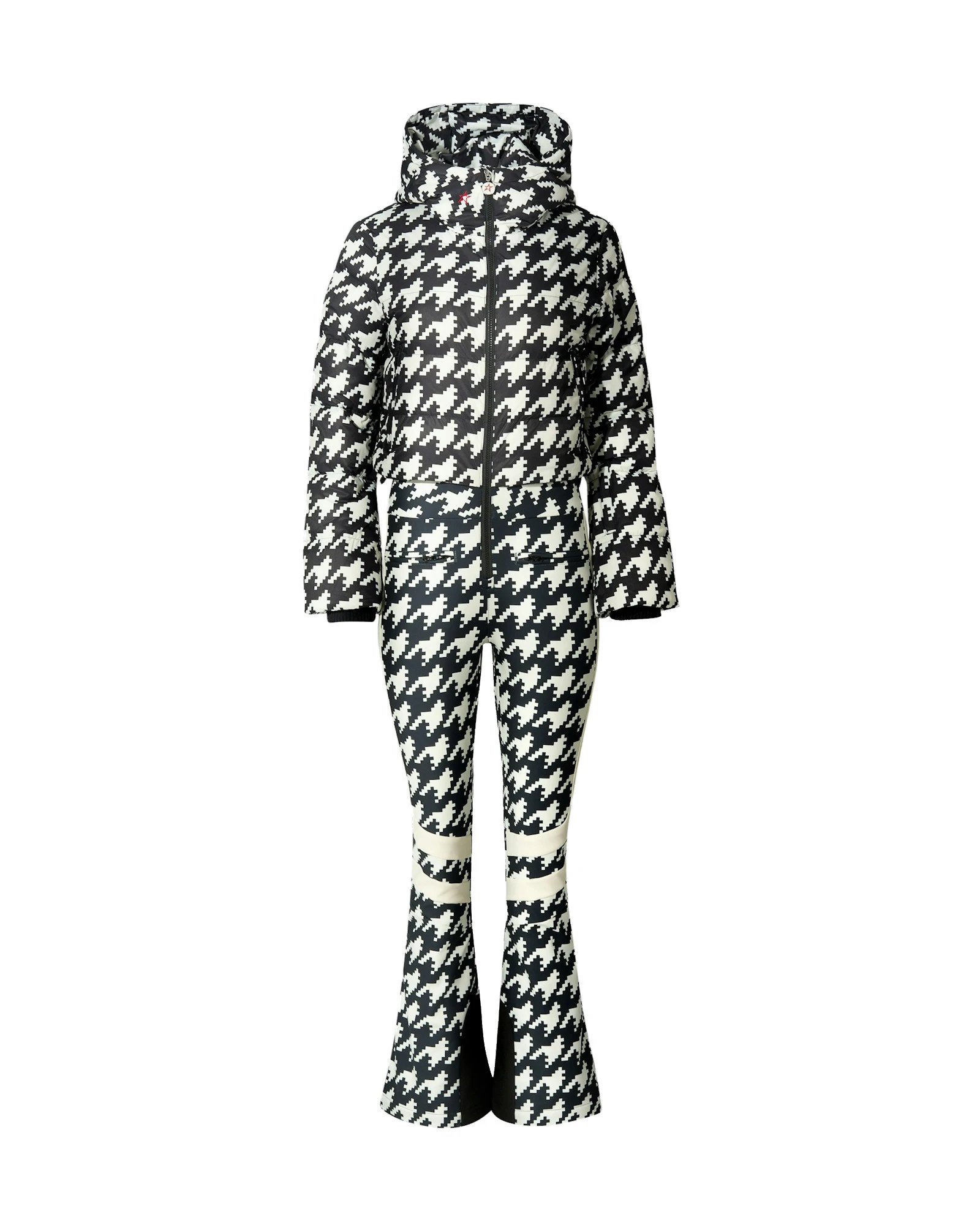 Perfect Moment Polar Flare Down Ski Suit in Black and White Houndstooth Perfect Moment Polar Flare Down Ski Suit in Black and White Houndstooth | Jumpsuit | Luxury Shoes