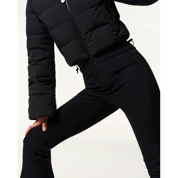 Perfect Moment Polar Flare Down Ski Suit in Black, view 6 | Jumpsuit | Luxury Shoes 