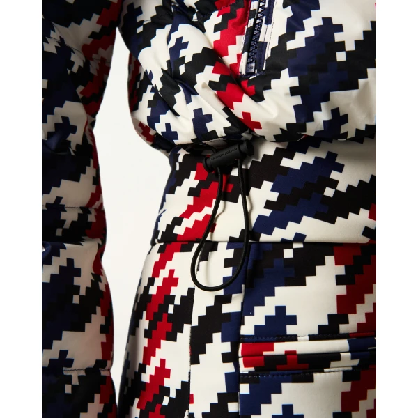 Perfect Moment Polar Flare Down Ski Suit in Houndstooth, view 4 | Jumpsuit | Luxury Shoes 
