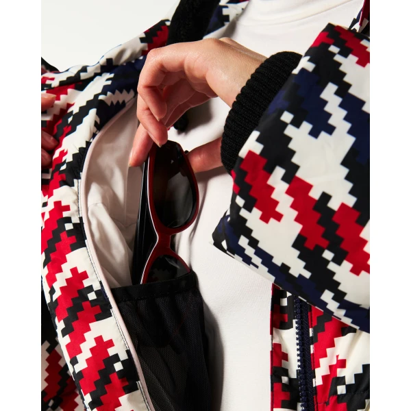 Perfect Moment Polar Flare Down Ski Suit in Houndstooth, view 5 | Jumpsuit | Luxury Shoes 
