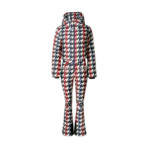 Perfect Moment Polar Flare Down Ski Suit in Houndstooth | Jumpsuit | Luxury Shoes 