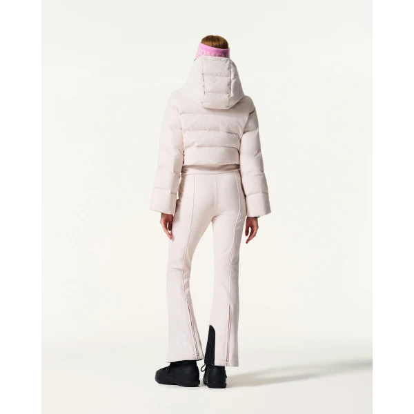 Perfect Moment Polar Flare Down Ski Suit in Oyster Pink, view 3 | Jumpsuit | Luxury Shoes 