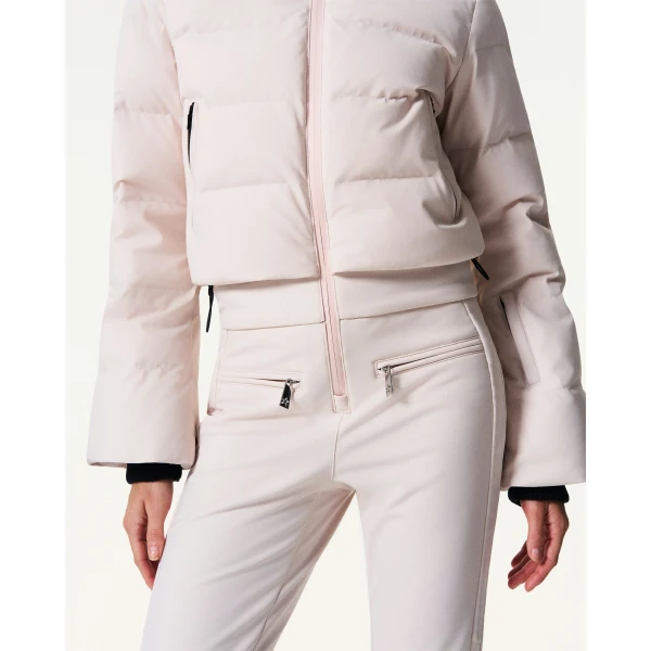 Perfect Moment Polar Flare Down Ski Suit in Oyster Pink, view 5 | Jumpsuit | Luxury Shoes 