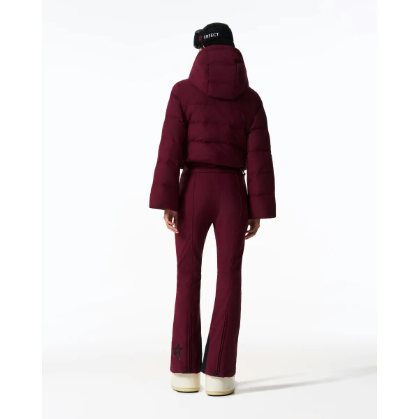 Perfect Moment Polar Flare Down Ski Suit in Wine, view 3 | Jumpsuit | Luxury Shoes 