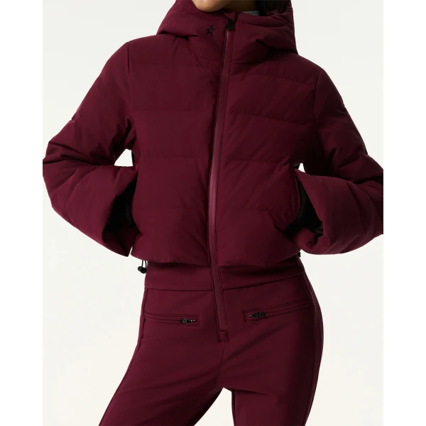 Perfect Moment Polar Flare Down Ski Suit in Wine, view 4 | Jumpsuit | Luxury Shoes 