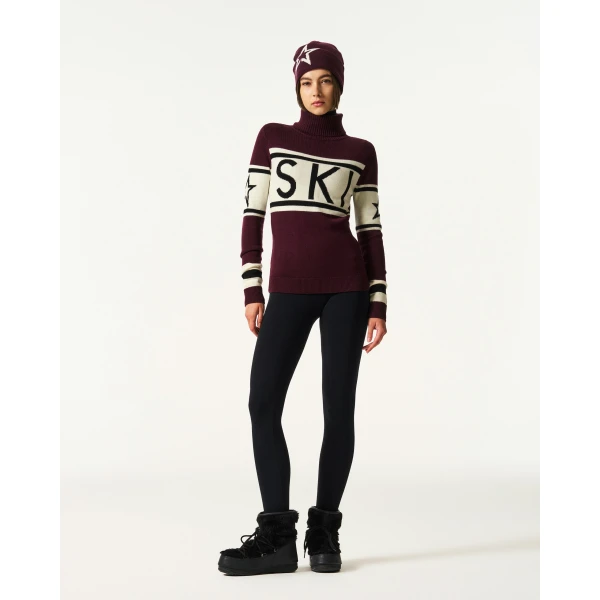 Perfect Moment Schild Merino Wool Sweater in Burgundy, view 2 | Sweaters | Luxury Shoes 