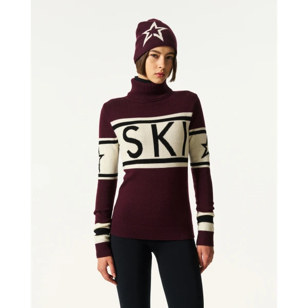 Perfect Moment Schild Merino Wool Sweater in Burgundy, view 3 | Sweaters | Luxury Shoes 