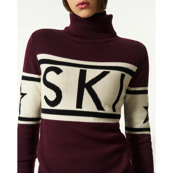 Perfect Moment Schild Merino Wool Sweater in Burgundy, view 5 | Sweaters | Luxury Shoes 