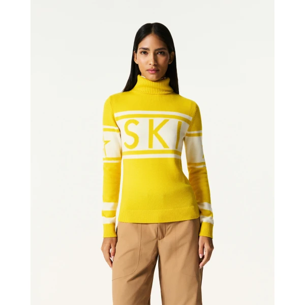 Perfect Moment Schild Merino Wool Sweater in Diamond Yellow, view 3 | Sweaters | Luxury Shoes 