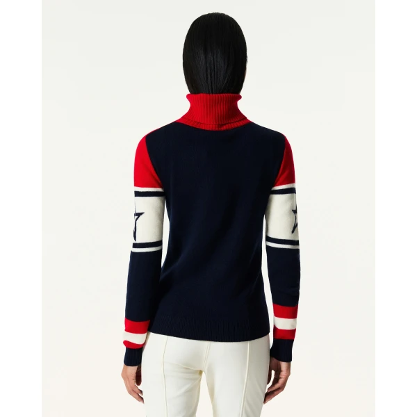 Perfect Moment Schild Merino Wool Sweater in Navy & Red, view 4 | Sweaters | Luxury Shoes 