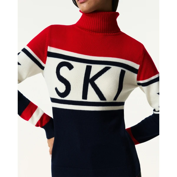 Perfect Moment Schild Merino Wool Sweater in Navy & Red, view 5 | Sweaters | Luxury Shoes 